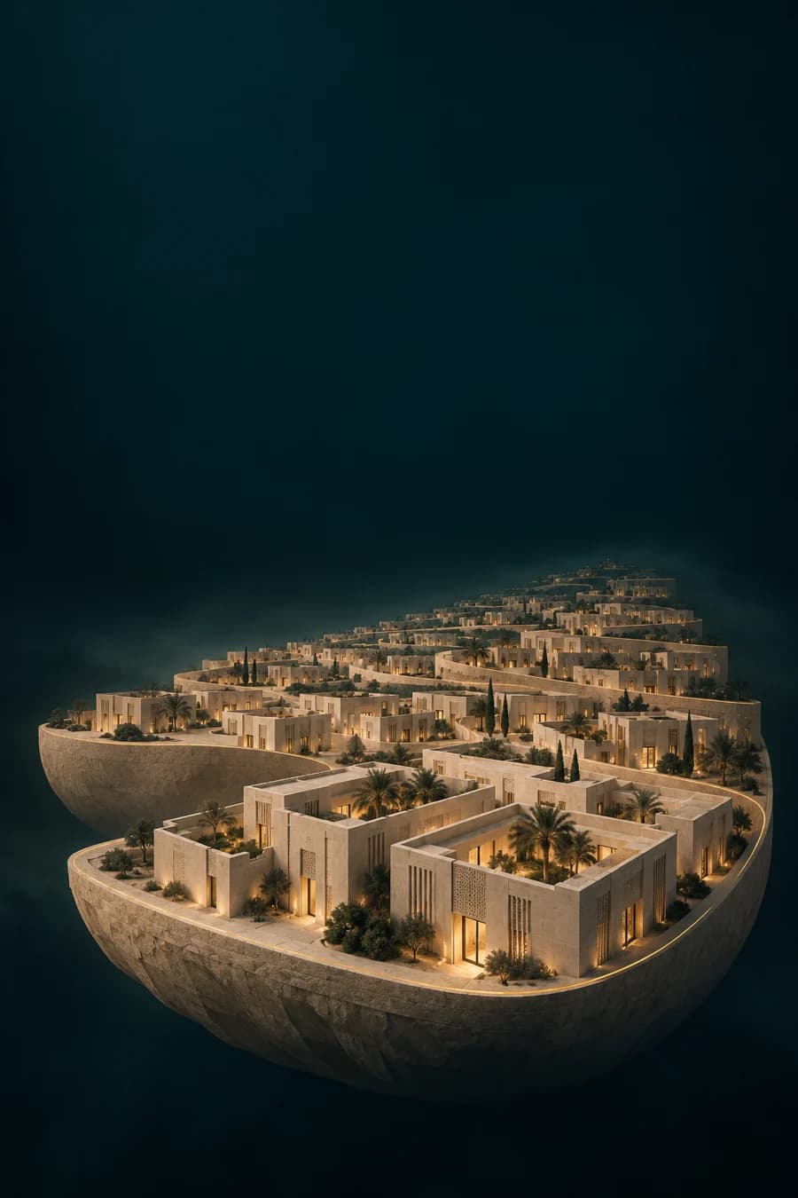 غلاف المشهد السكني ونشاط البناء: عمل معماري تخيلي